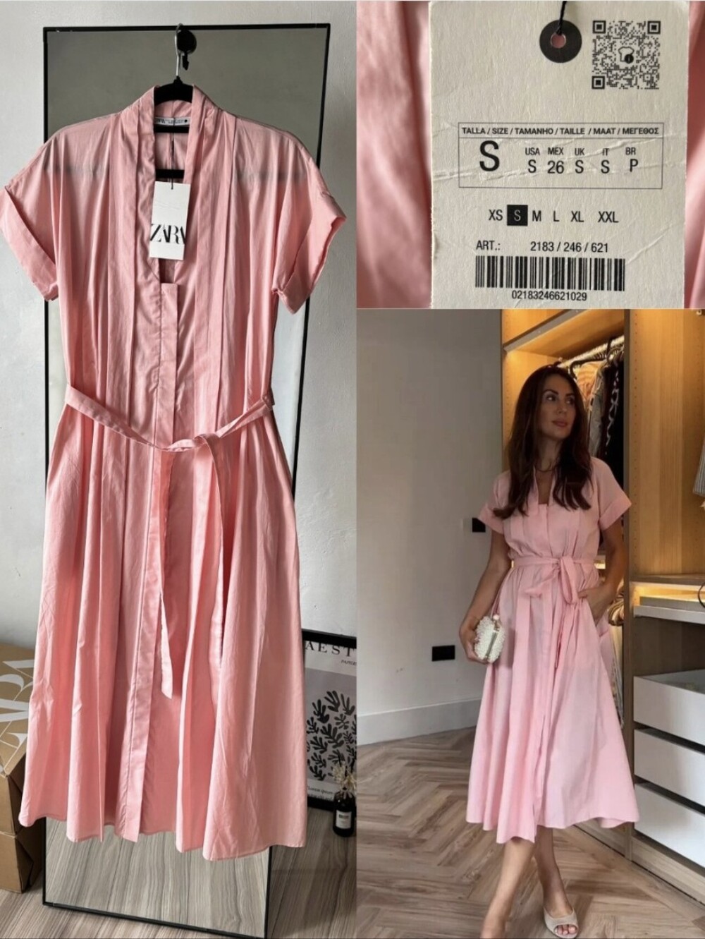 NWT ZARA POPLIN SHIRTDRESS pink